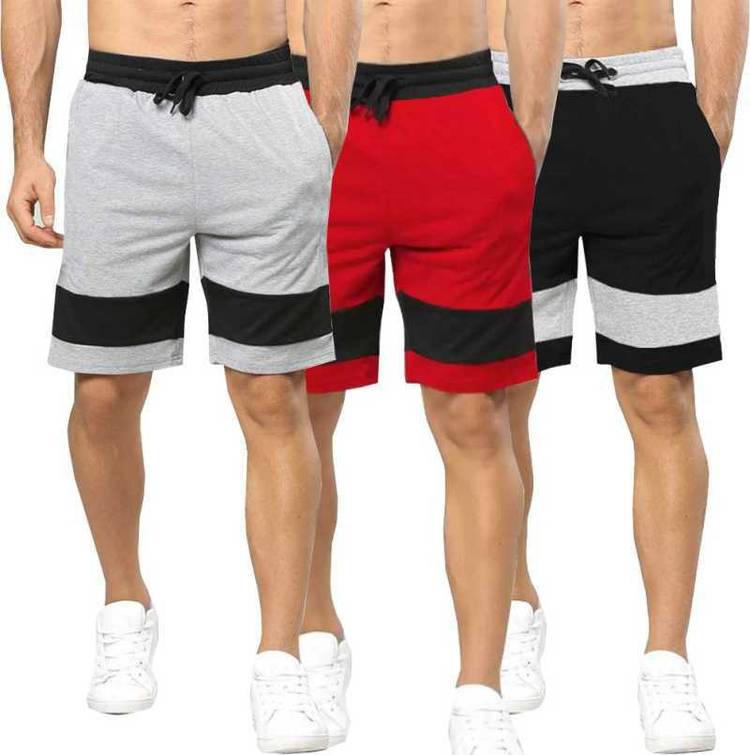 Color Block Men Black, Grey, Red Regular Shorts