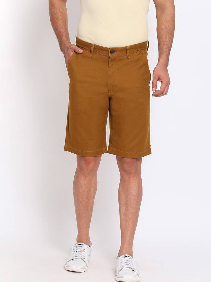 Solid Men Yellow Basic Shorts