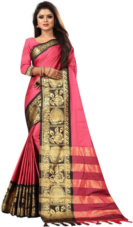 Woven Banarasi Cotton Silk, Poly Silk Saree