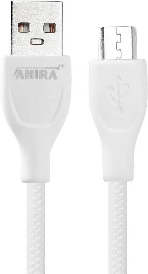 AHIRA V8 Ultra-Fast Charging Data Transfer Cable 1m Length Micro USB Cable Compatible with All Micro USB V8 Phone Supported White Color 1 m Micro USB Cable