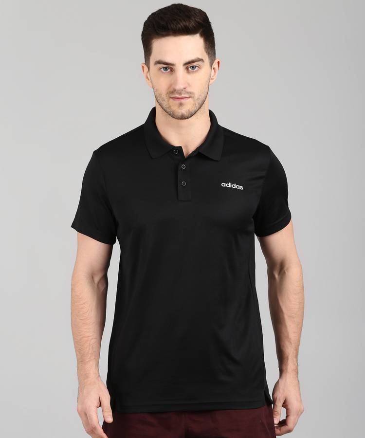 Sports Men Polo Neck Black T-Shirt