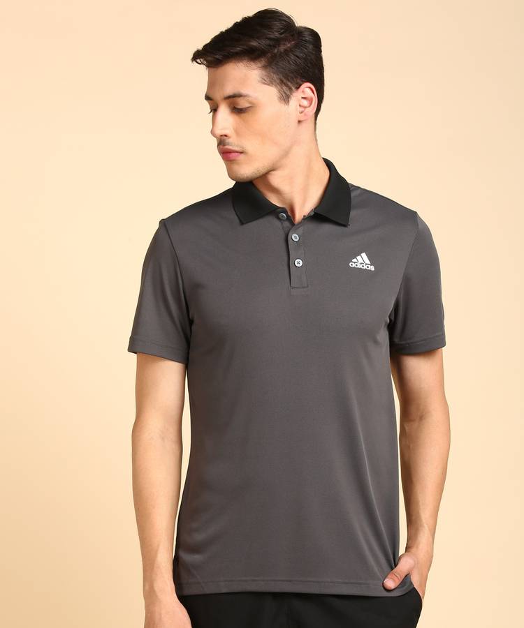 Sports Men Polo Neck Grey T-Shirt