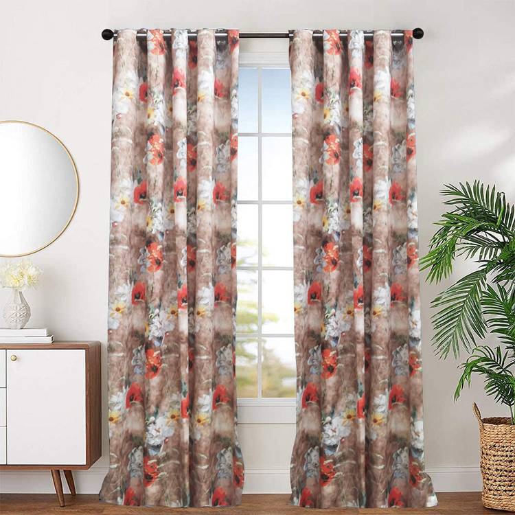 Sb interio 213 cm (7 ft) Satin Door Curtain (Pack Of 2)