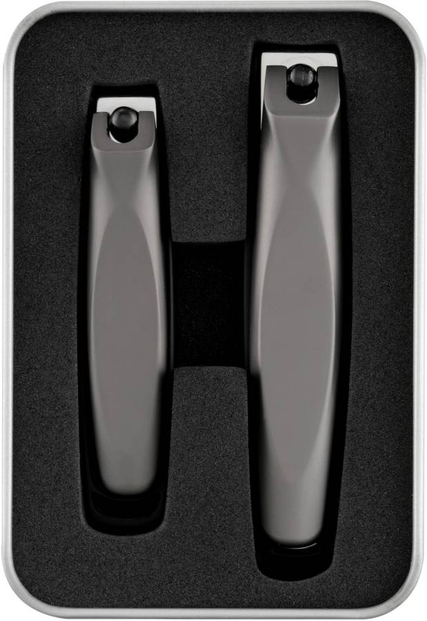 Beauté Secrets 2 Pieces Nail Cutter Set with Catcher, No Splash Fingernail Toenail Clippers Nail Cutter Set, Black Stainless Steel, Good Gift for Women and Men Price in India