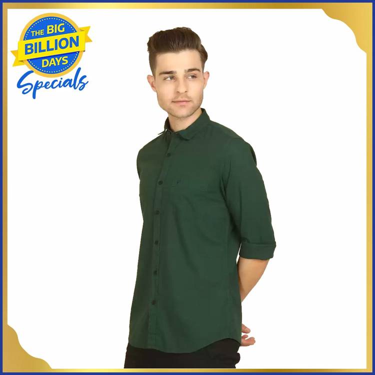 Anti-Bacterial Men Slim Fit Solid Cut Away Collar Casual Shirt