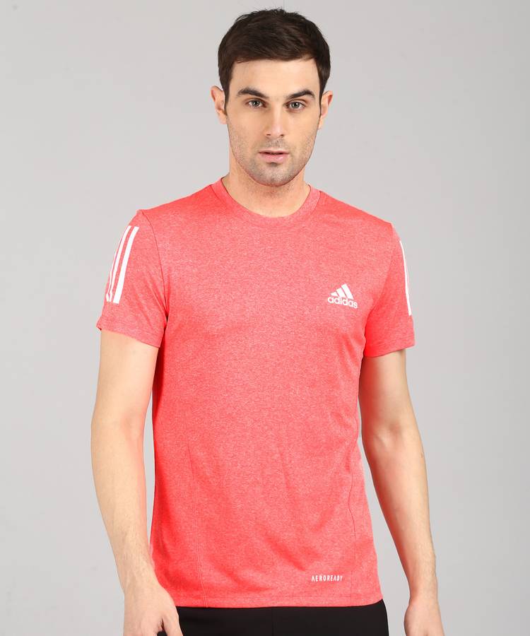 Sports Men Round Neck Pink T-Shirt