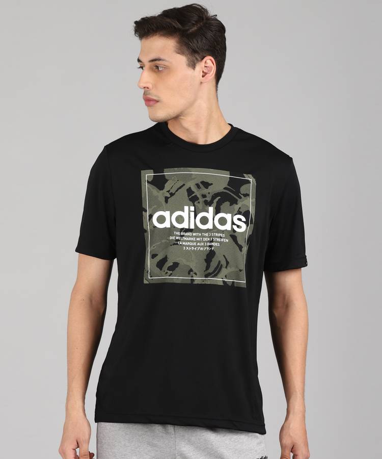 Sports Men Round Neck Black T-Shirt