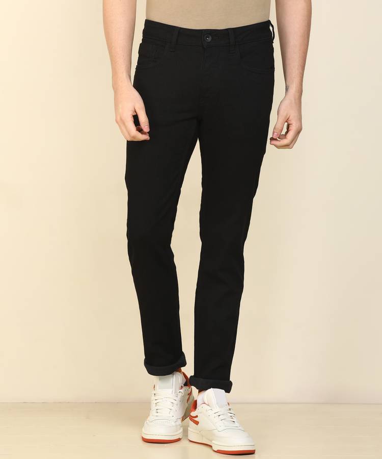 Tapered Fit Men Black Jeans