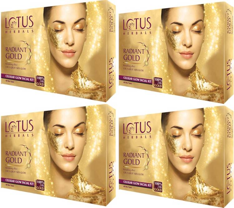 LOTUS Herbals Radiant Gold Cellular Glow Facial Kit_ 37gm ( Pack of 4 ) Price in India