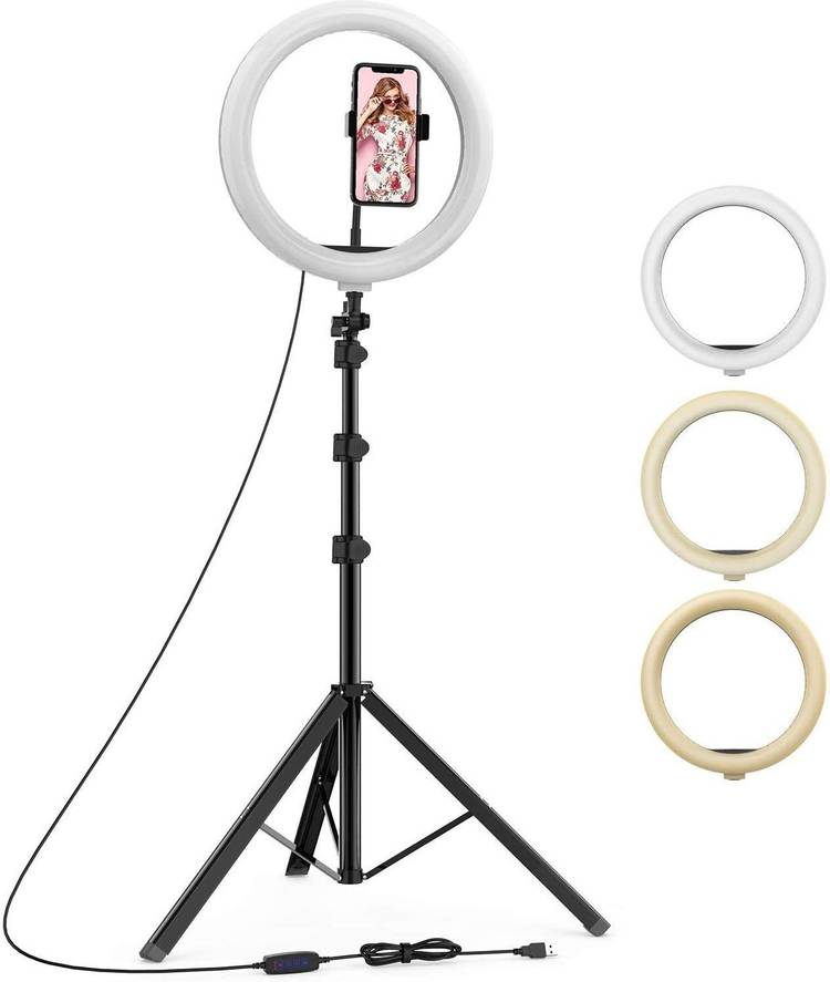 Webilla 10 Inch Big LED Ring Light for Photo and Videos with Tripod Stand 7 Ft Compatible with Camera and Smartphones Tripod