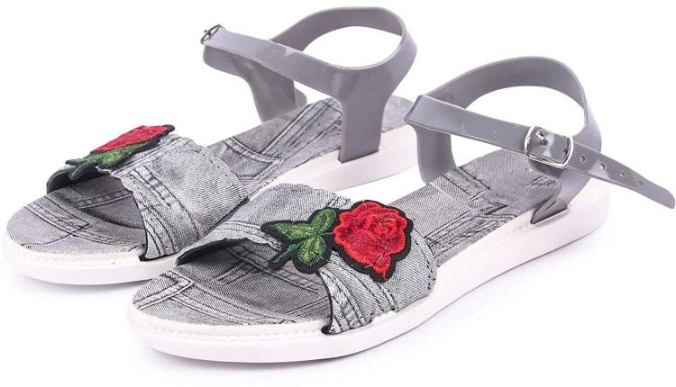 Women Grey Flats Sandal Price in India