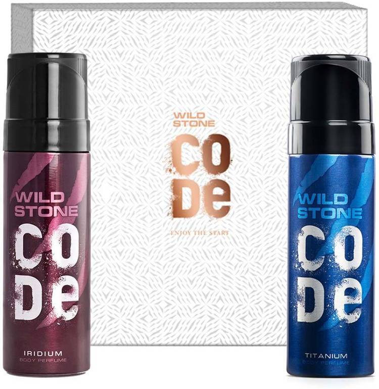 Wild Stone Code Gift Box with Iridium and Titanium Body Perfume (120ml each) Body Spray  -  For Men