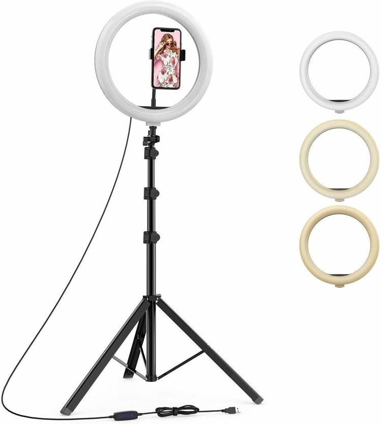 CASVO 10 inch Selfie Ring Light with Adjustable Tripod Stand for YouTube Video Shoot/Makeup Shoot/Studio Shoots/Instagram Video Shoot. Many More Tripod