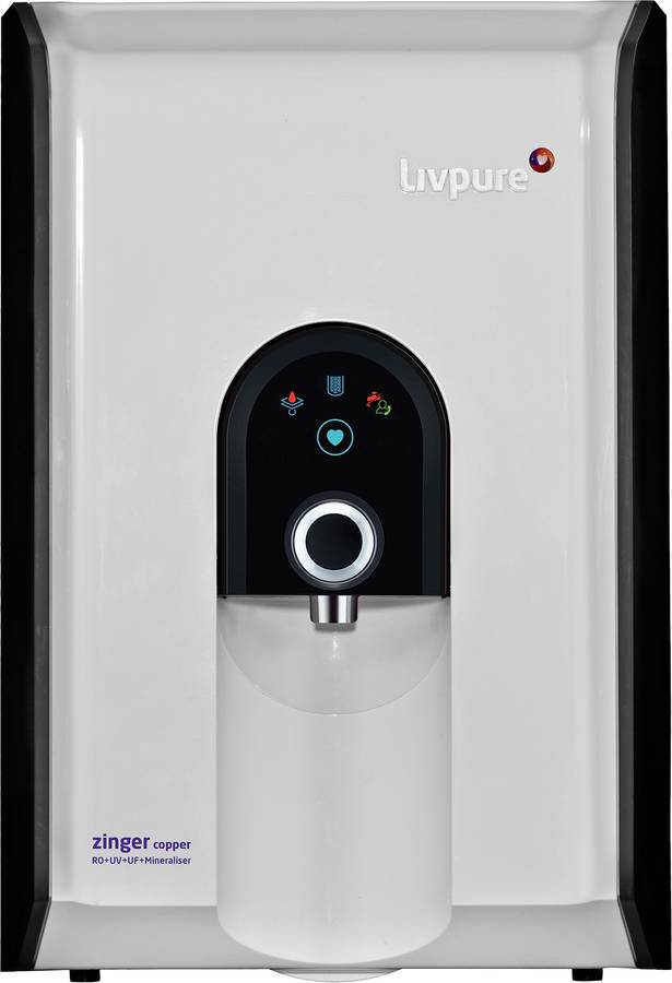 Livpure Zinger Copper 6.5 L RO + UV + UF + Minerals Water Purifier 70% Water Recovery