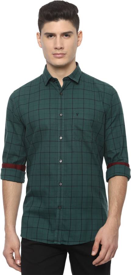 Men Slim Fit Checkered Spread Collar Casual Shirt Price in India