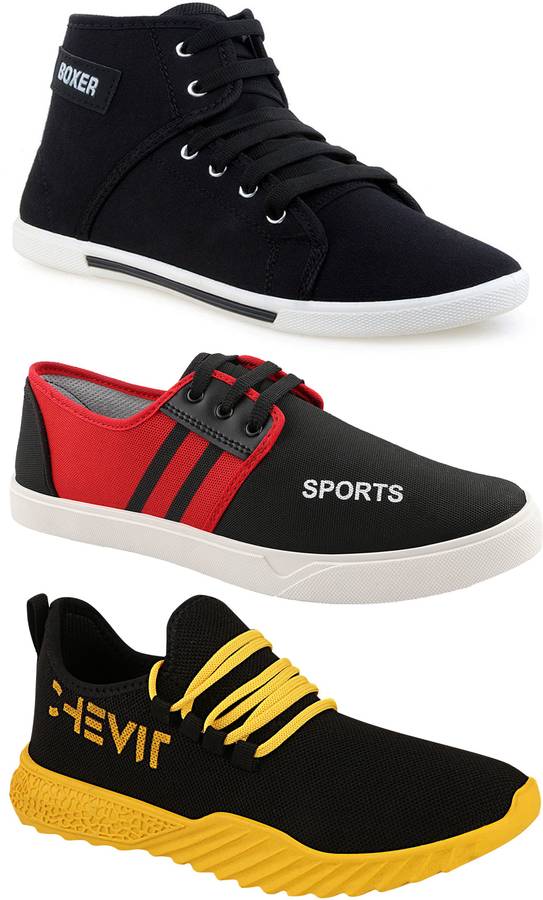 Chevit Trendy Fashion Sports Combo Pack of 3 Pairs Outdoor Running Shoes for Men Sneakers For Men For Men