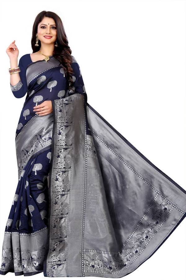 Printed Banarasi Silk Blend Saree