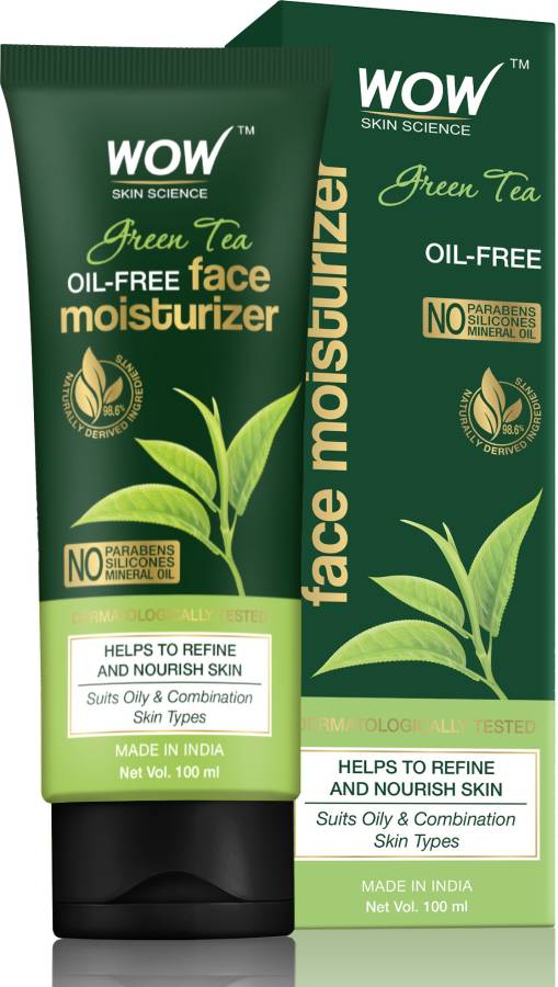 WOW SKIN SCIENCE Green Tea Face Moisturizer - OIL FREE - Quick Absorbing - Non Sticky - contains Green Tea Extract - for Refining & Nourishing Skin - No Parabens, Silicones & Mineral Oil - 100mL Price in India