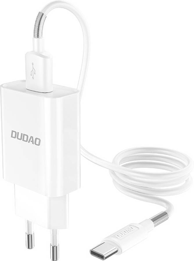 DUDAO A3EU High Current Fast Phone Wall Charger Adapter | Type C Cable Included | Type C Mobile 2.4 A Mobile Charger with Detachable Cable
