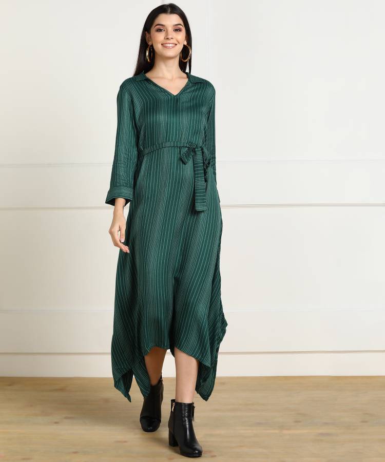 Women Asymmetric Green Dress Price in India