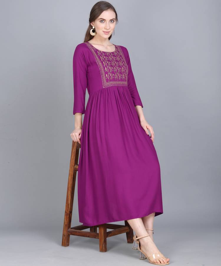 Women A-line Purple Dress Price in India