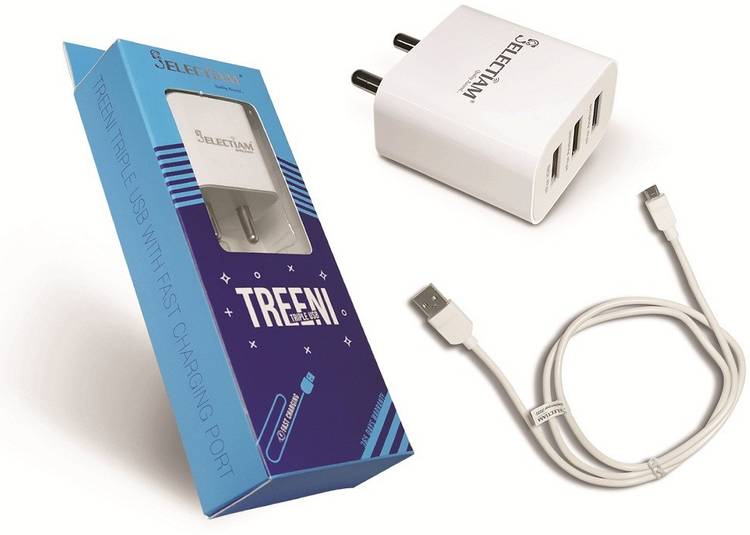 Selectiam TREENI Triple Slot 3.4A Charger 3.4 A Multiport Mobile Charger with Detachable Cable