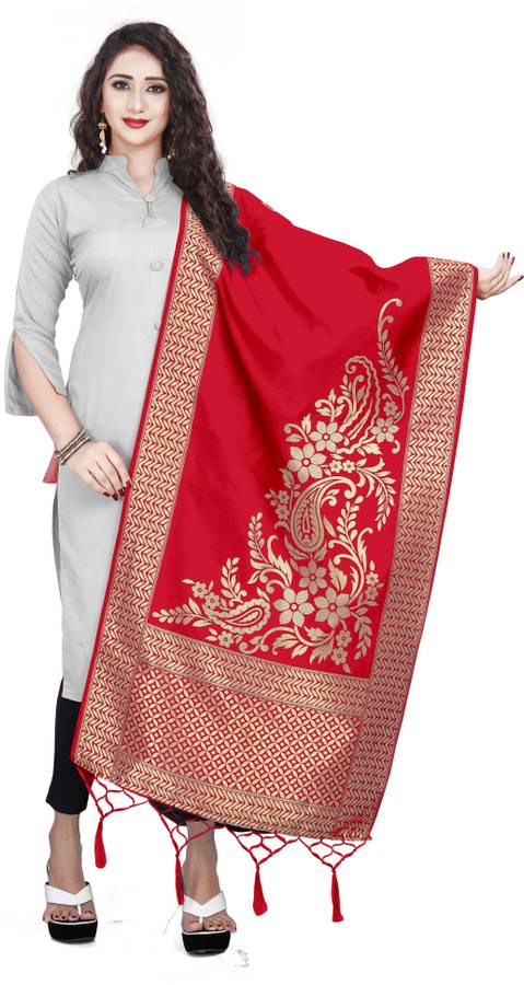 Art Silk Woven Pink Women Dupatta