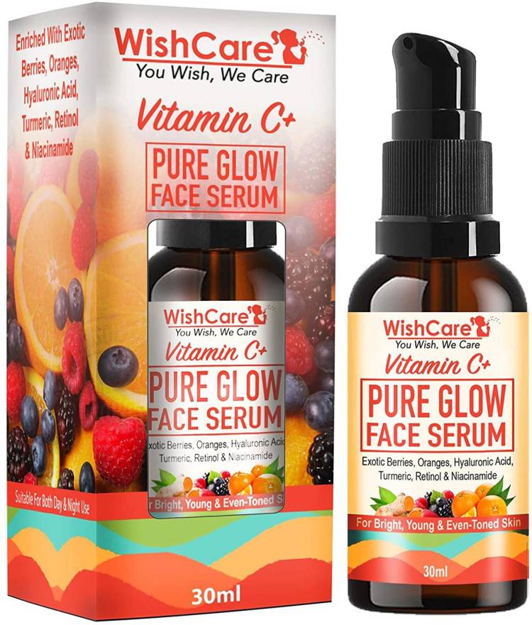 WishCare Vitamin C+ Pure Glow Face Serum - With Hyaluronic Acid, Retinol, Niacinamide, Oranges, Berries & Turmeric - For Glowing, Bright, Young and Even Toned Skin Price in India