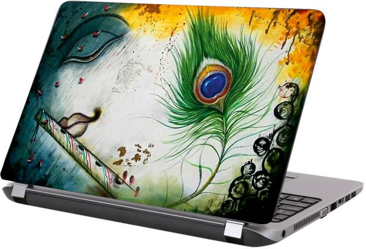 KALARKARI Laptop Skin Krishna flute Premium matte finish vinyl HD printed Easy to Install Laptop Skin/Sticker/Vinyl/Cover for all size laptops upto 15.5 inch vinyl Laptop Decal 15.5