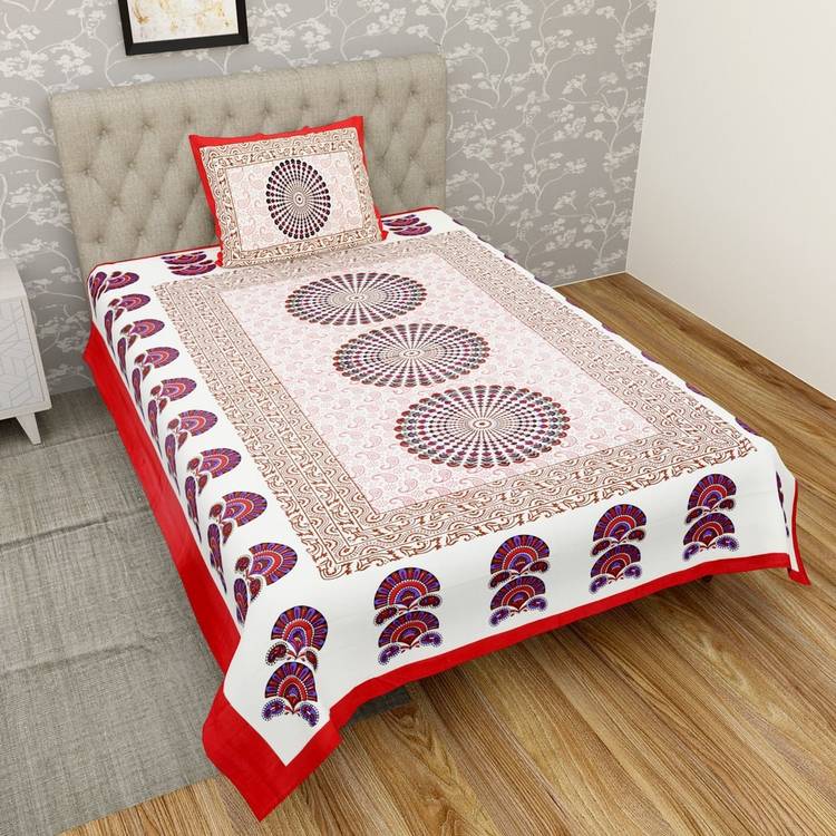 JaypurTextile 150 TC Cotton Single Printed Bedsheet