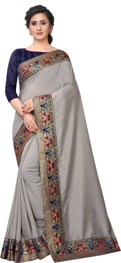 Self Design, Temple Border, Woven, Solid/Plain Bollywood Cotton Silk Saree Price in India