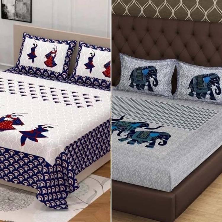 WARCHASV 150 TC Cotton Double King Jaipuri Prints Bedsheet