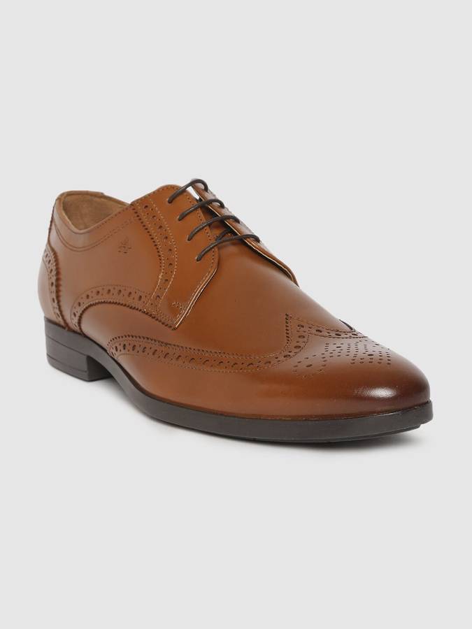 Men Tan Genuine Leather Formal Brogues Brogues For Men