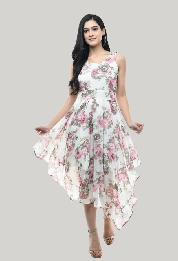 Women Asymmetric White Dress Price in India