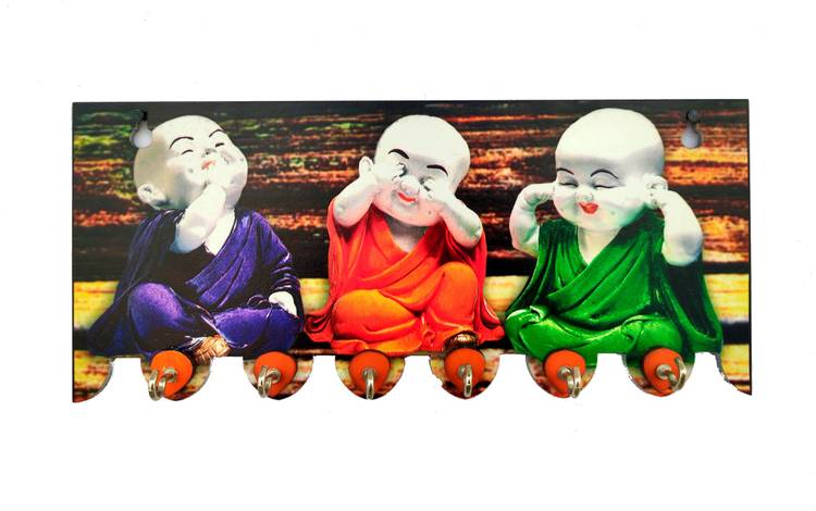 Shiva Arts Cute buddha's Wood Key Holder