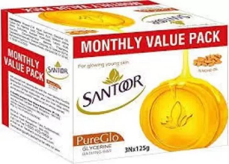 santoor pureglo bathing bar almond oil and glycerine