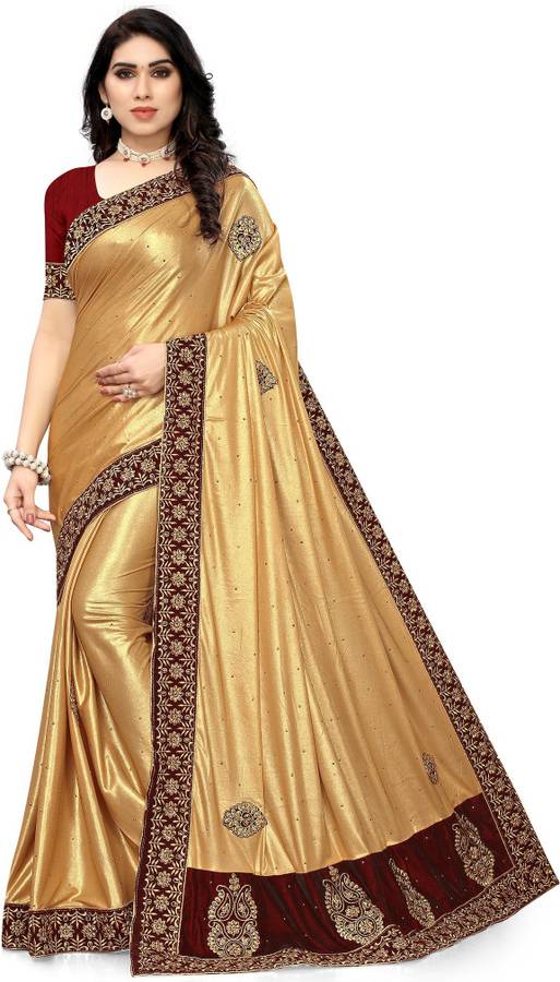 Embroidered Bollywood Pure Silk, Velvet Saree