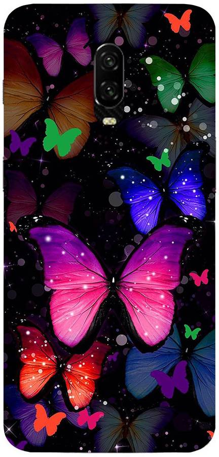 FASHIORE Back Cover for OnePlus 6T Printed Butterfly, Titli Colorful