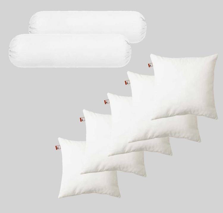 Ultra Digits Combo Set Of 5 Cushion And 2 Bolster Cotton Solid Bolster Pack of 7