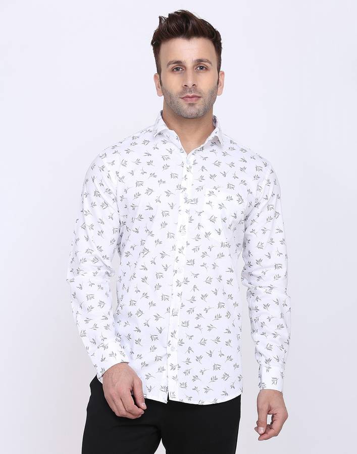 Men Regular Fit Printed Double Collar Collar Casual Shirt