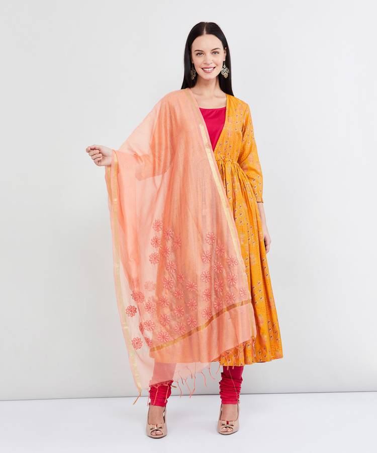 Polyester Printed Orange Women Dupatta