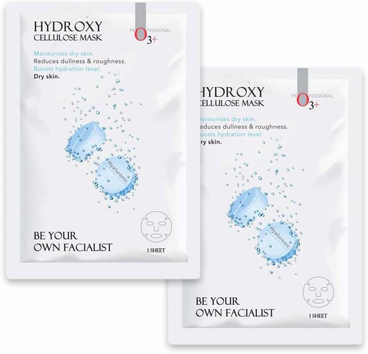 O3+ Facialist Hyaluronic Hydroxy Cellulose Sheet Mask for Moisturizing & Hydrating Dry & Dull Skin Price in India