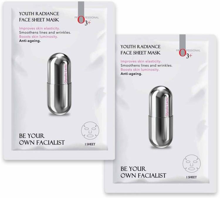 O3+ FACIALIST YOUTH RADIANCE SHEET MASK WITH GLYCOLIC 2 Pcs Price in India