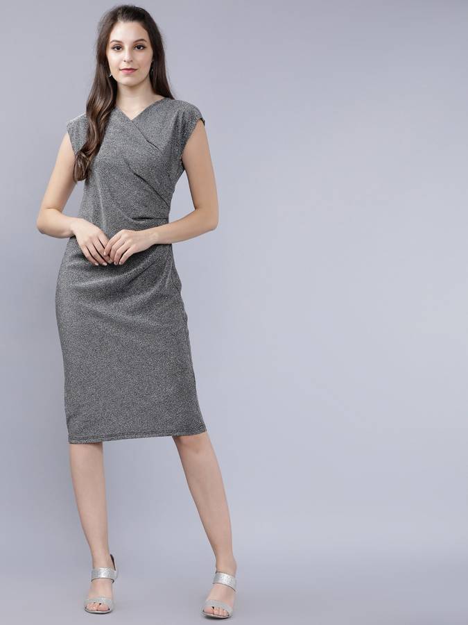 Women Sheath Silver Dress