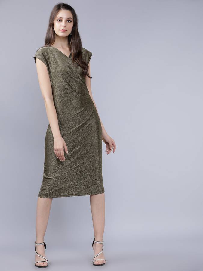 Women Sheath Gold Dress