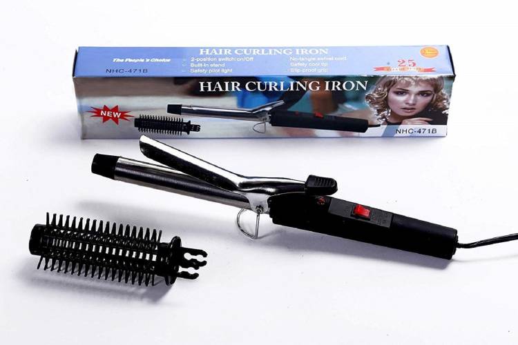 TGP Iron Rod Brush Styler Hair Care Curler Curl Curling Straightener 30W - Nova NHC-471B0316 Hair Curler (Black & Silver) Electric Hair Curler Price in India