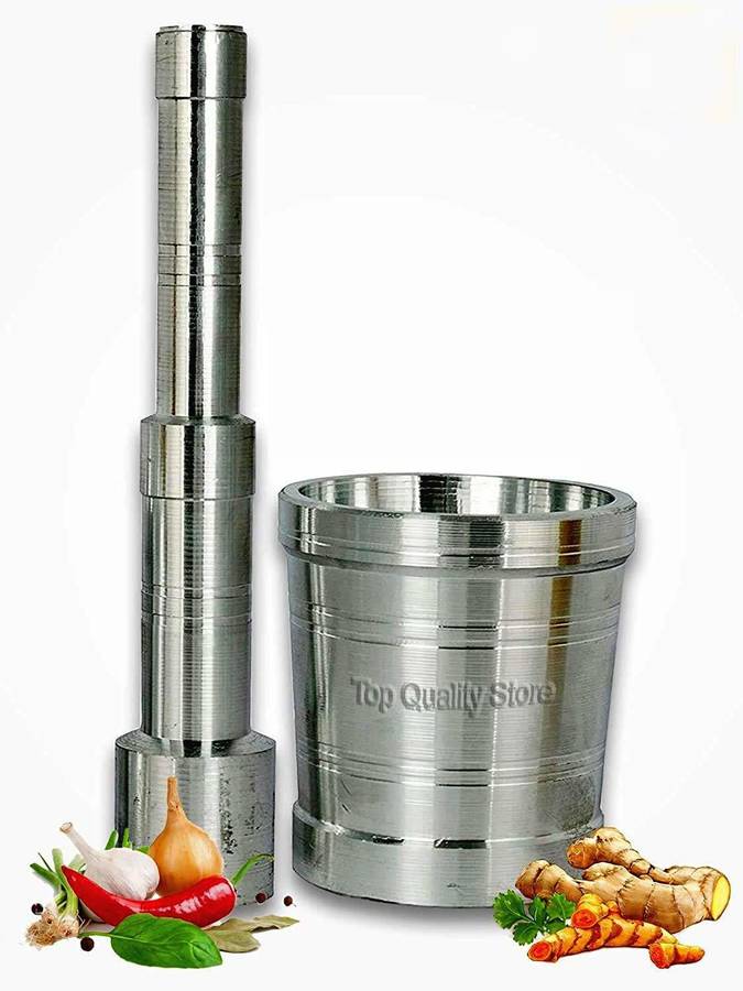 Top Quality Store High Quality Mortar & Pestle/Imam Dasta/Ohkli Musal/Kharal/Khalbatta/Okhli Masher/masher/8.89 CM Mortar & 14.9 CM Pestle Aluminium Masher Hand Muller Grinder