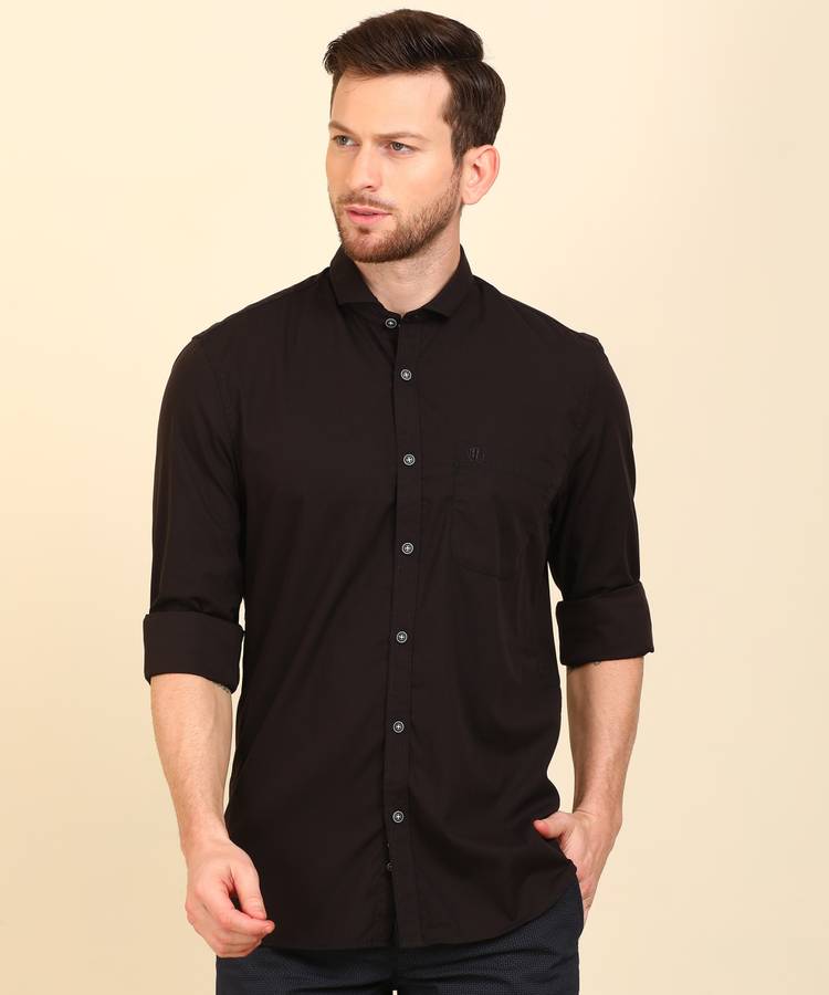 Men Super Slim Fit Solid Spread Collar Formal Shirt