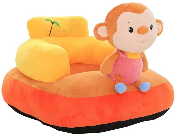 JASIL Sofa for Kids Soft Plush Cushion Baby Sofa Seat Or Rocking Chair for Kids - 35 inch (Orange Bander)  - 35 cm