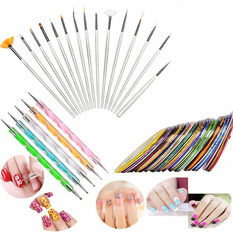 DALUCI 30pcs Nail Art Design Dotting Painting Drawing UV Polish Brush Pen Tools Set Kit Price in India